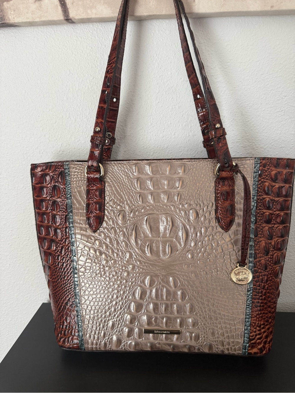NEW Brahmin Medium Misha Tote Moonscape Portia Leather Shoulder Bag